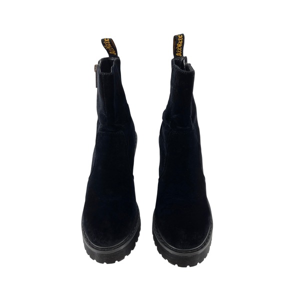 Dr. Martens Magdalena II Black Velvet Heeled Platform Ankle Boots 9 - Picture 2 of 9